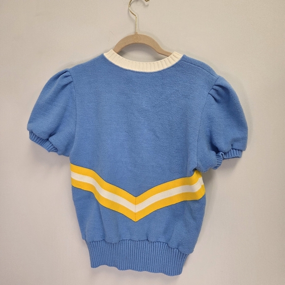 Vintage Varsity Spirit Cheerleader Sweater Blue Yellow Size S/M - Picture 5 of 7
